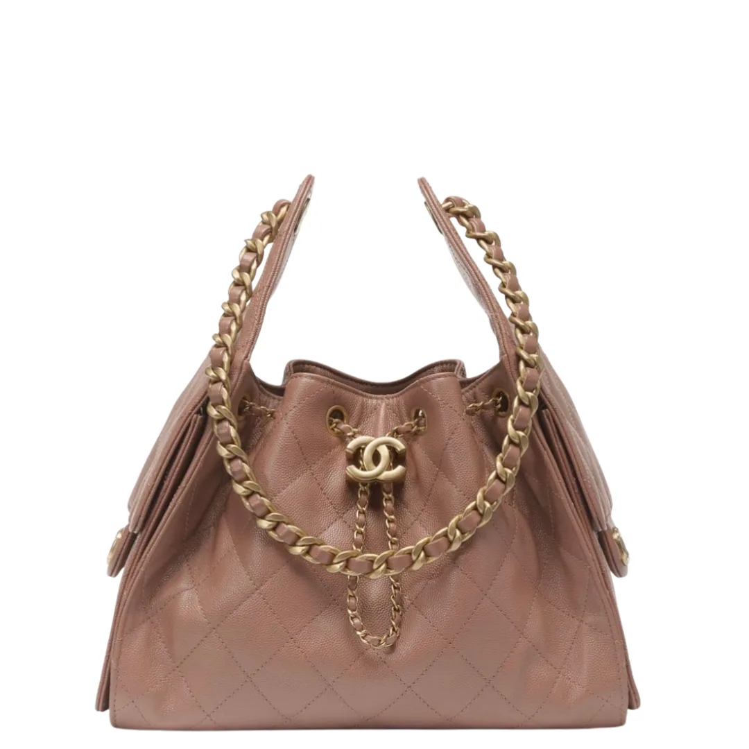 Chanel 25 Small Handbag Grained Calfskin & Gold-Tone Metal Brown