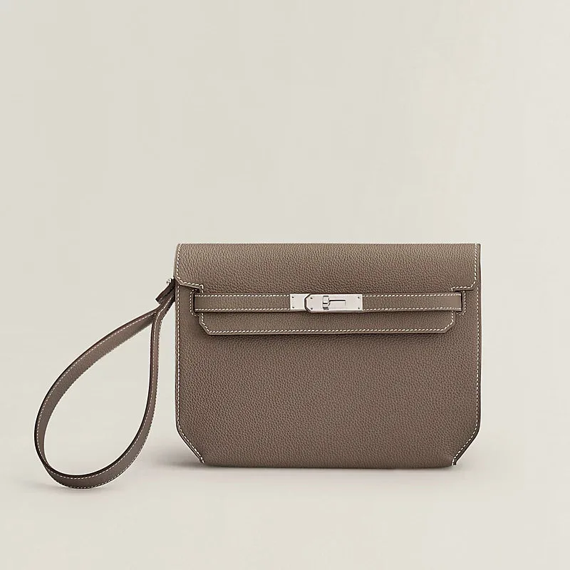 Hermès Kelly Dépêches 25 - Etoupe Togo Palladium Hardware