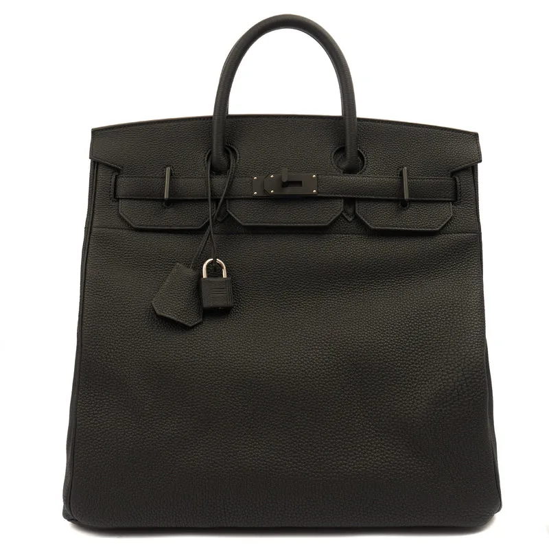 Hermès Hermes Sac Haut A Courroie 40 Monochrome VEAU EVERGRAIN-NOIR 'So Black'