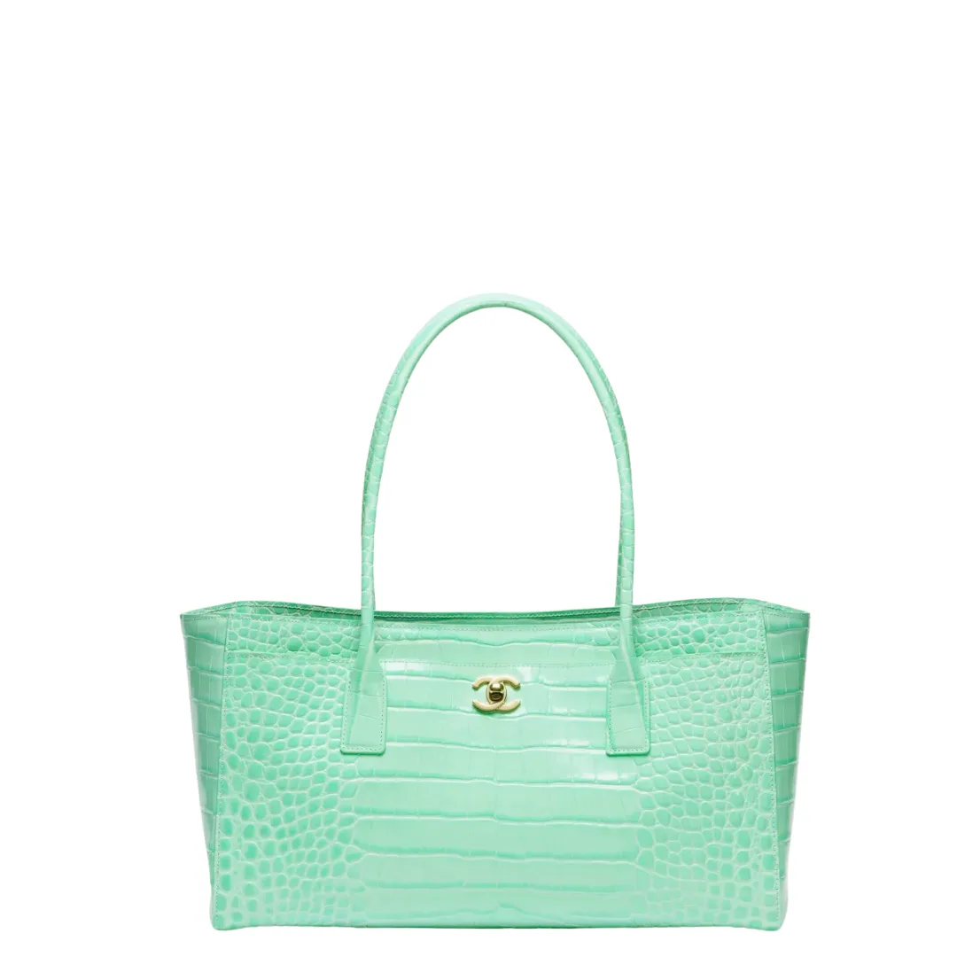 Chanel Small Tote Crocodile Embossed Calfskin & Gold-Tone Metal Green