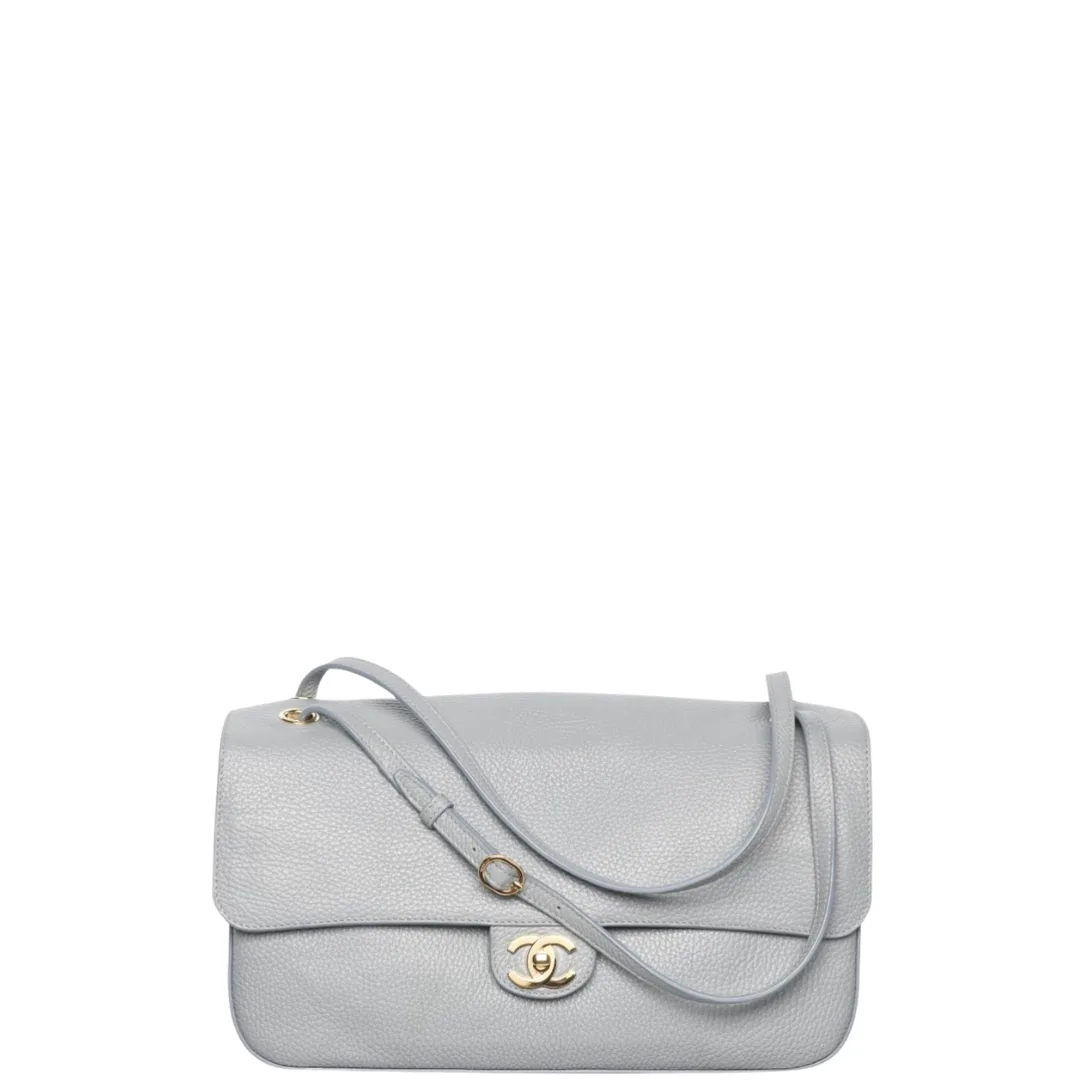 Chanel Maxi Flap Bag Grained Calfskin & Gold-Tone Metal Gray