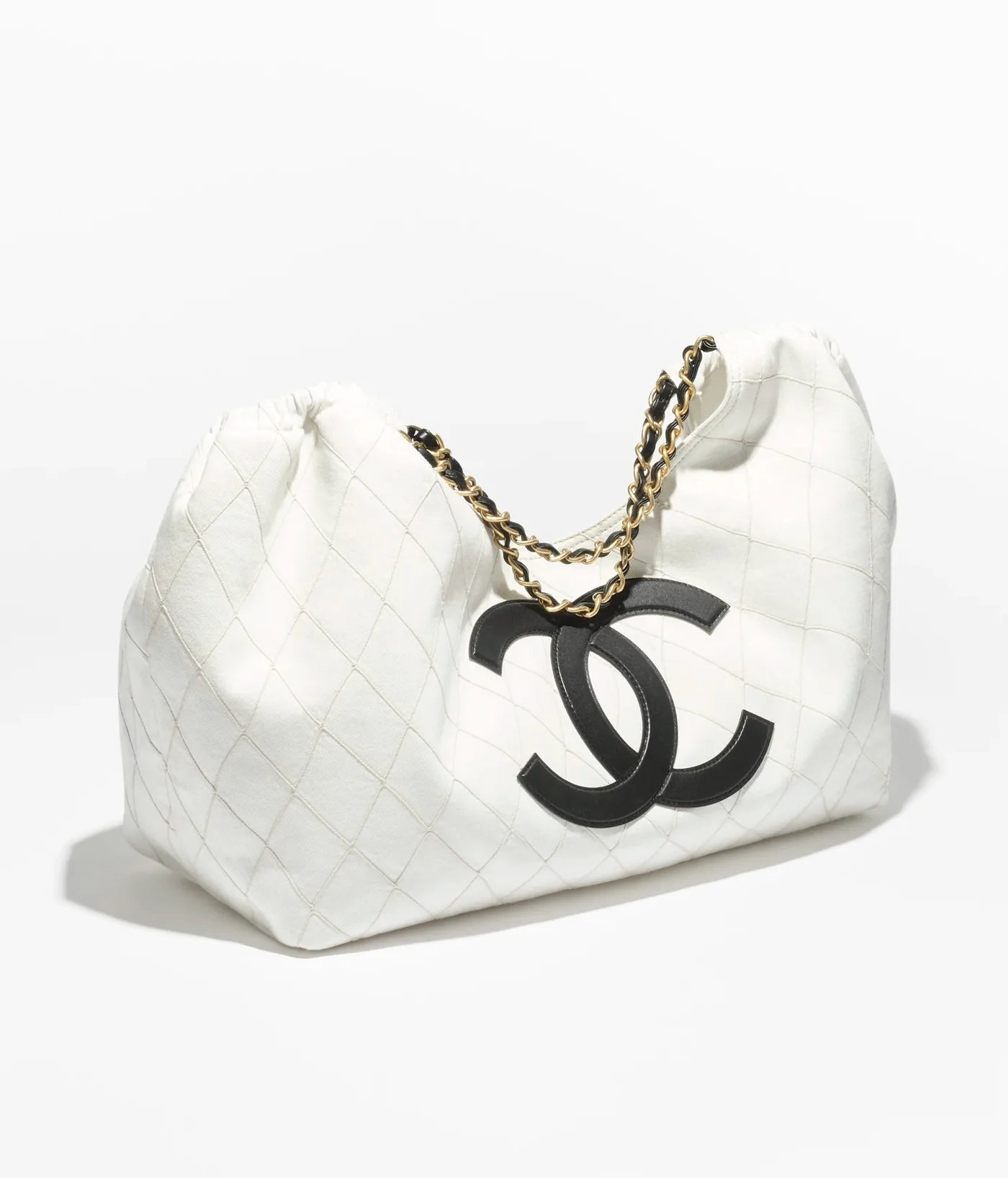 Chanel Coco Beach 2026 Denim Quilted Tote Bag with Black Leather CC