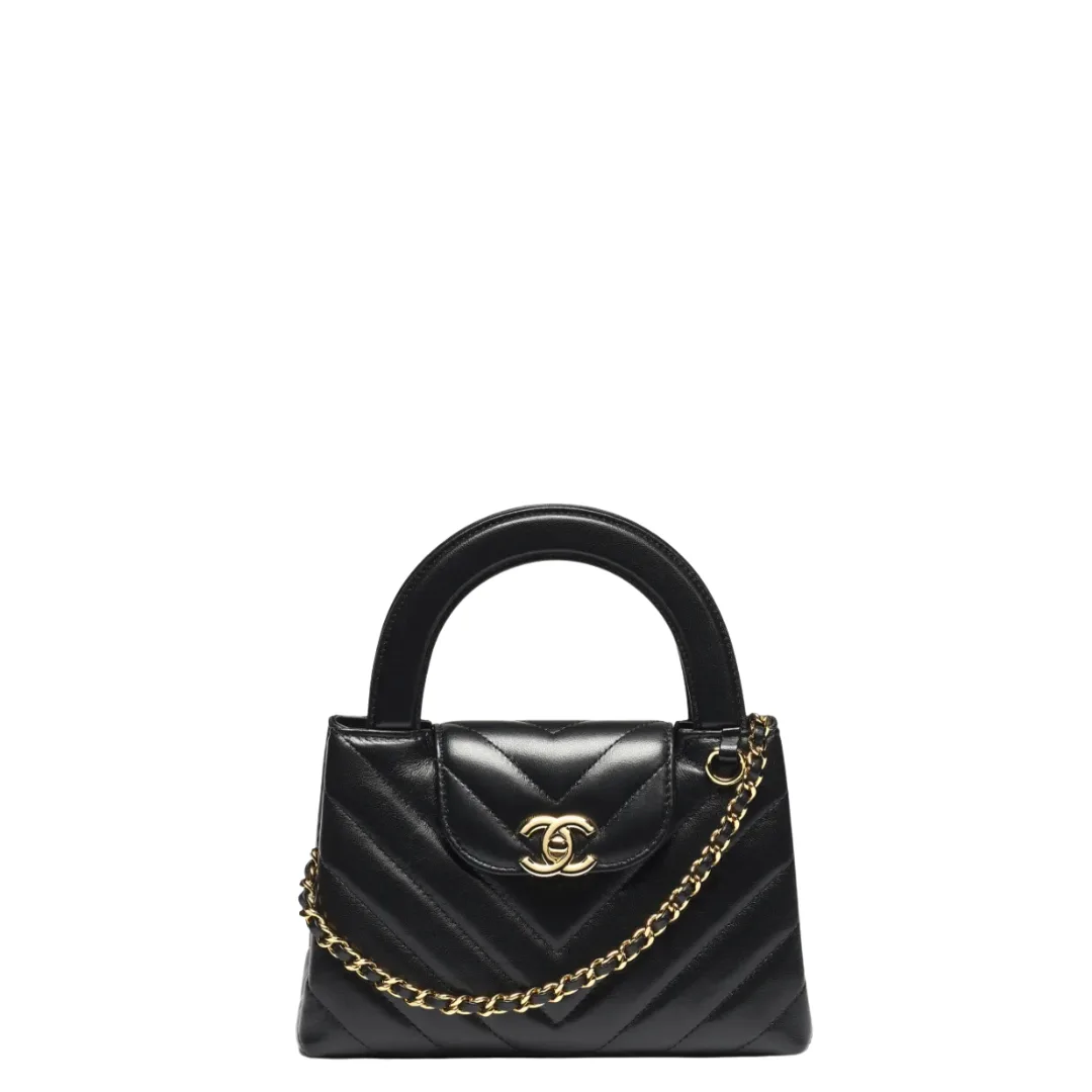Chanel Mini Shopping Bag Shiny Lambskin & Gold-Tone Metal Black