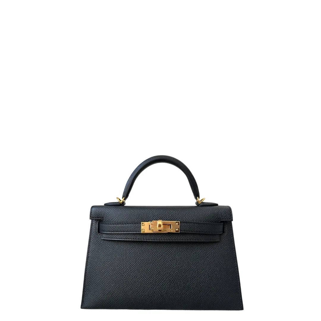 Hermès Mini Kelly 20cm Noir Epsom Gold Hardware