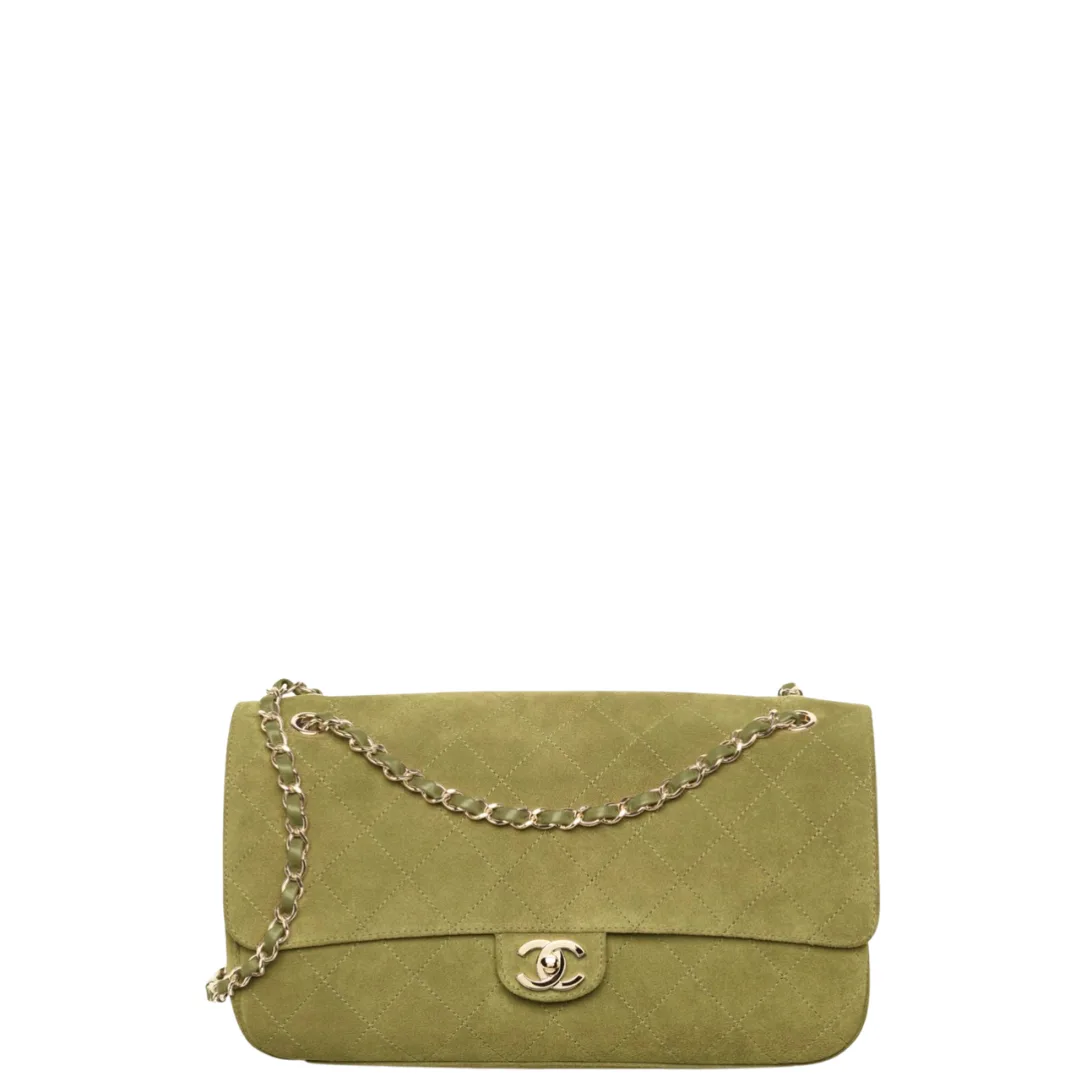 Chanel Maxi Flap · Suede Calfskin, Khaki