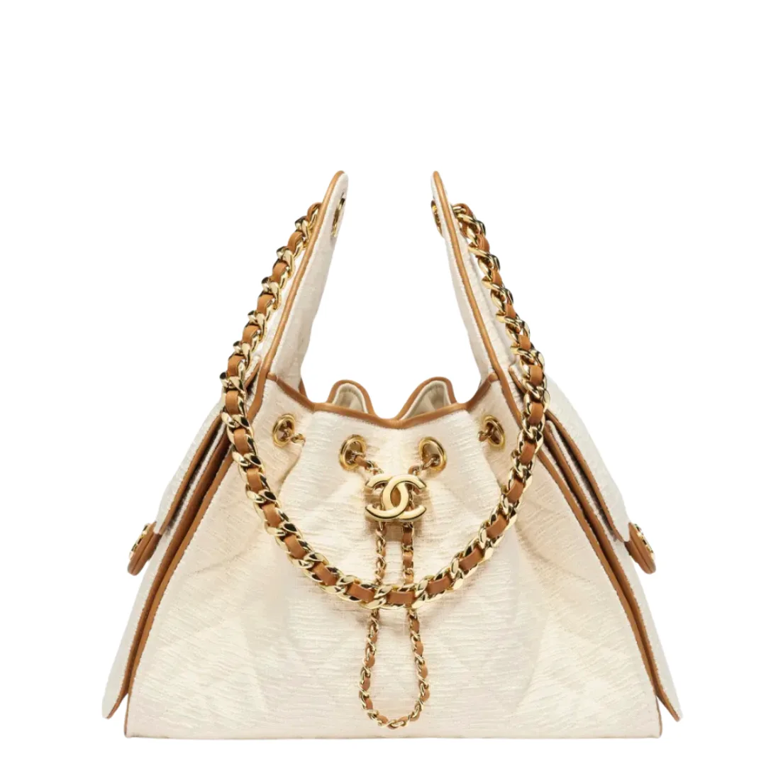 Chanel 25 Small Handbag Canvas, Calfskin & Gold-Tone Metal Ecru & Camel