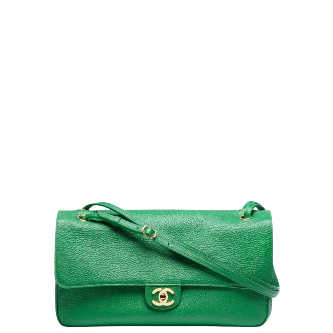 Chanel Maxi Flap Bag Grained Calfskin & Gold-Tone Metal Green