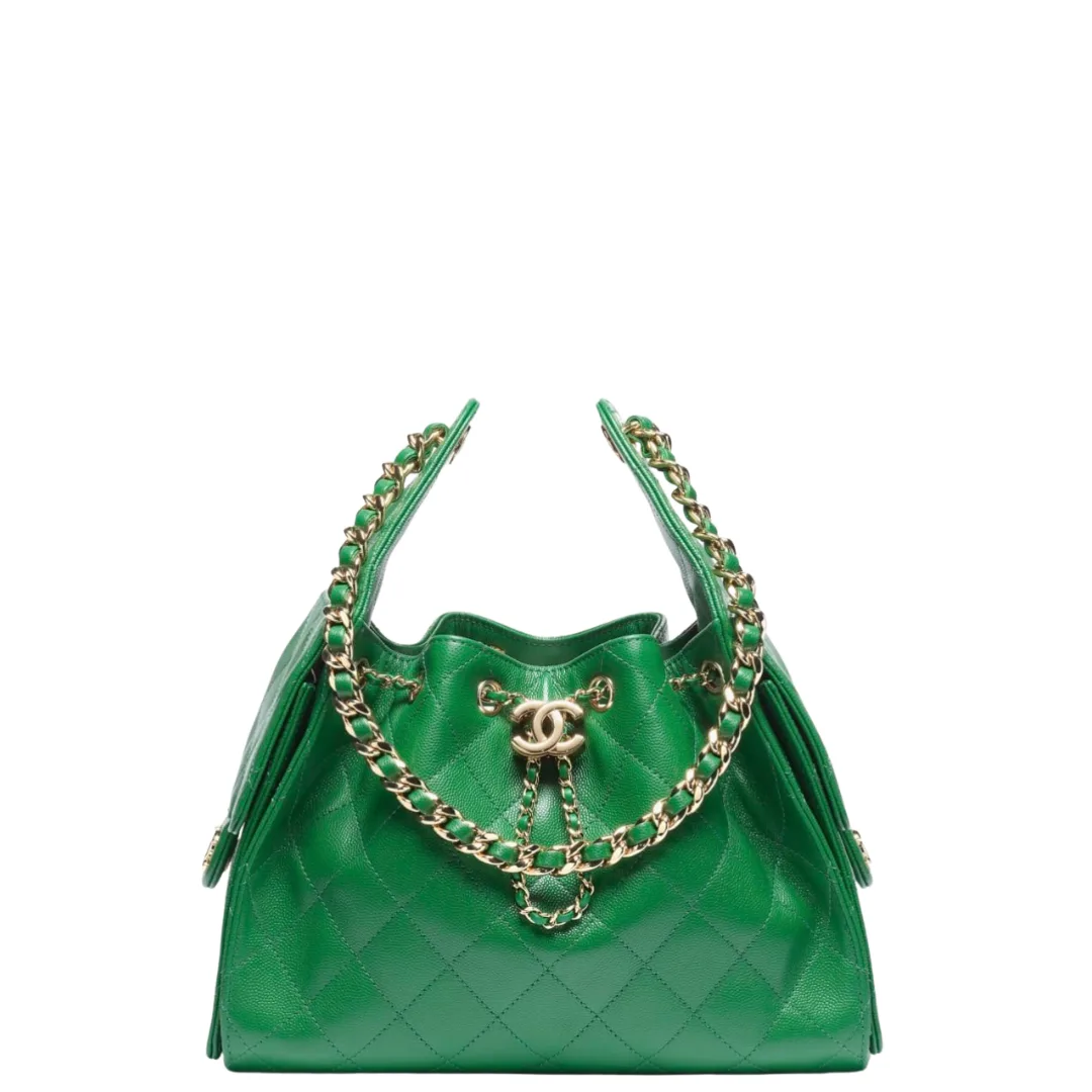 Chanel 25 Small · Grained Calfskin, Green
