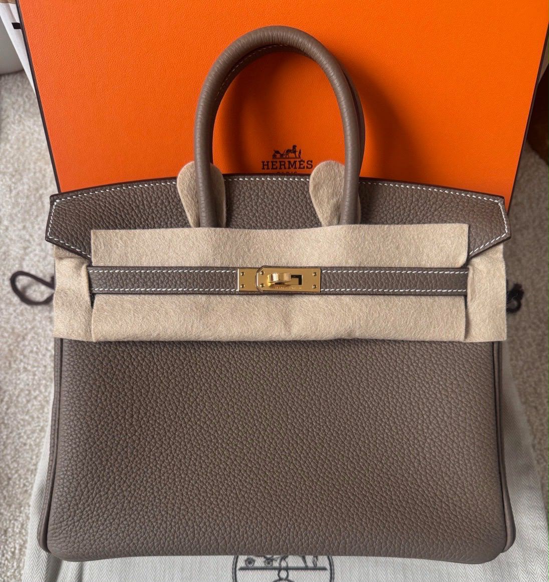 Hermès Birkin 25 · Togo, Étoupe